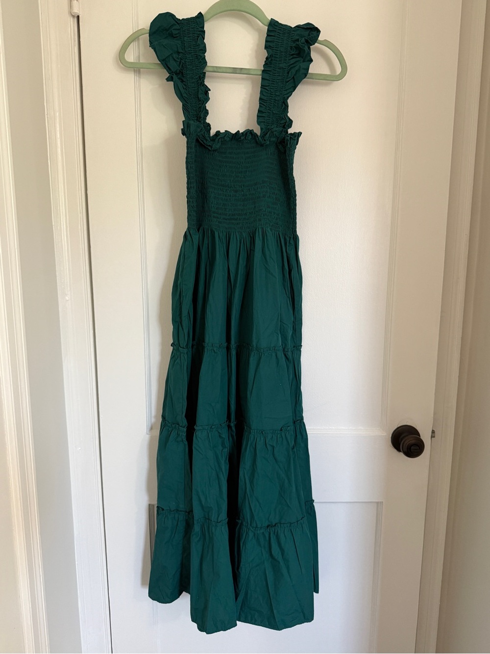 Green Quince Organic Cotton Poplin Smocked Midi Dress, Size Medium - Picture 2 of 5